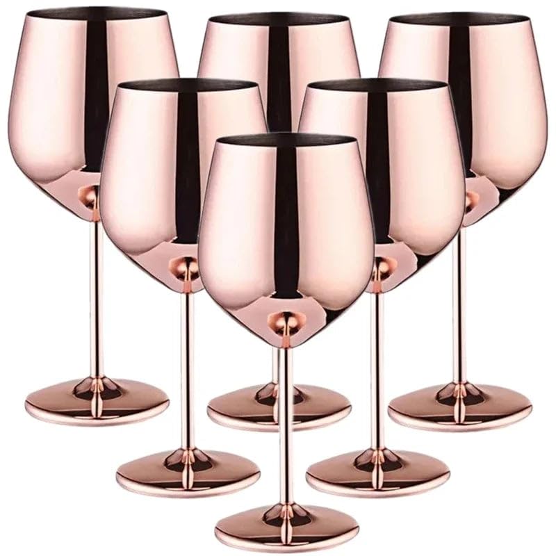 Wunderschöne große Edelstahl Weingläser - Champagner Rotwein Cocktailgläser (Silber) 500ml