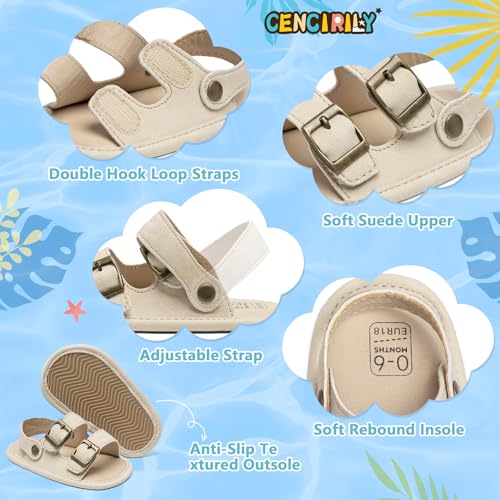 Image of CENCIRILY Infant Baby Boys Girls Summer Beach Sandals Anti-slip Rubber Soft Sole Lightweight Breathable Athletic Toddler First Walking Shoes