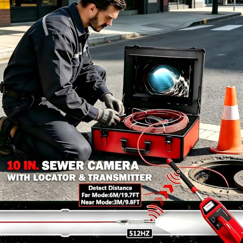 Cámara de Alcantarillado con Localizador, Auto-nivelante, 10" HD para Inspección de Drenajes, 30 Metros, Con DVR y 12 LEDs, Tarjeta SD 16GB miniatura 2