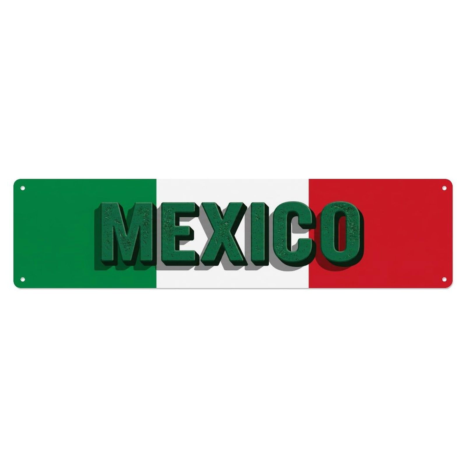 Metal Tin Sign Vintage Mexico Flag Pattern