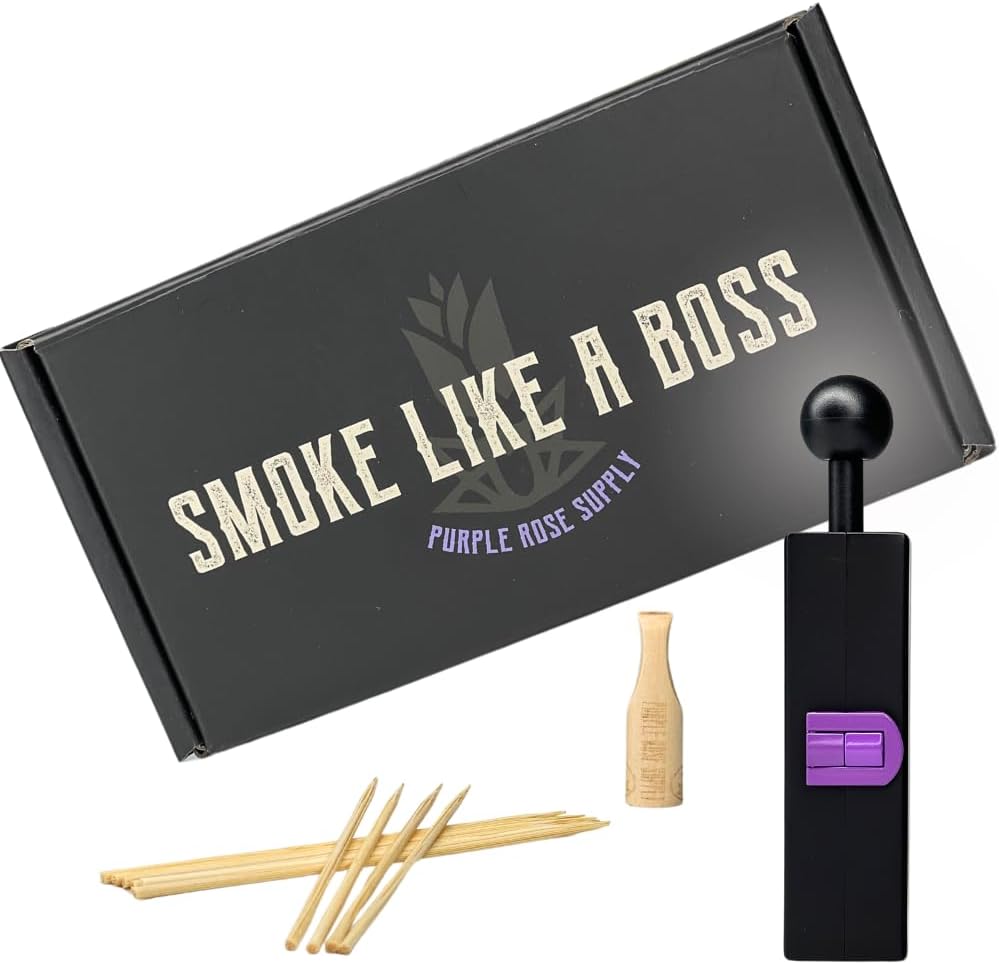 Purple Rose Supply Cigar Mold – 1-2g Mini Cigar Roller With Skewers, Wooden Tip, Funnel – 30 Minutes Burn Time Rolling Kit – Compact and Lightweight – Travel Friendly
