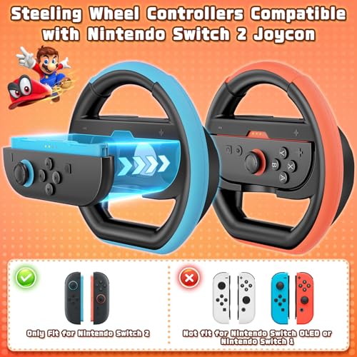 Deruitu Juego de 2 Volantes Compatibles Con Mandos de Nintendo Switch 2, Accesorios para Mandos de Carreras de Switch 2 para Mario Kart 8 Deluxe (Nintendo Switch 2) - imagen 2