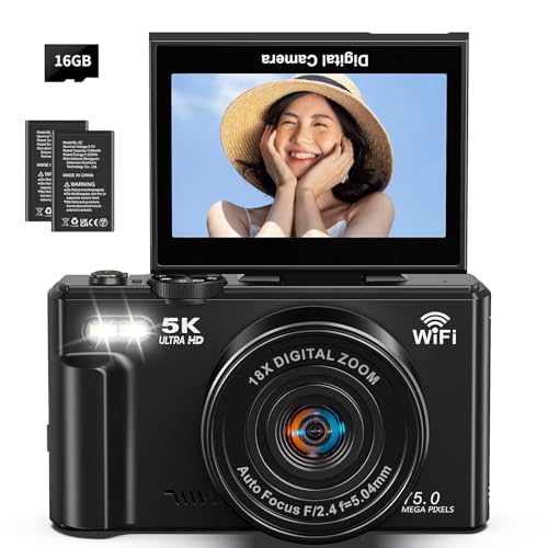Amazon | デジタルカメラ 5K動画 7500万画素 ブラック | WIFI転送機能