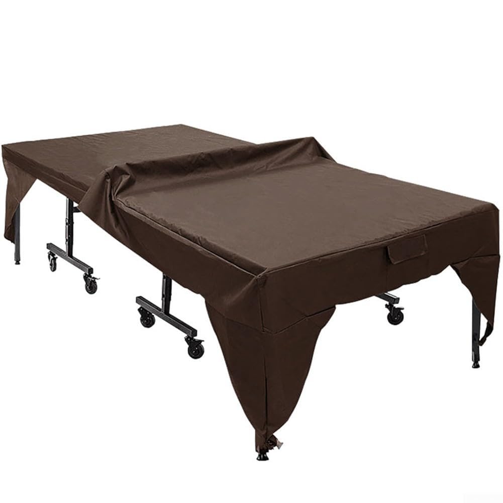 Housse de table de ping-pong imperméable en tissu Oxford 190T/210D pour l'intérieur et l'extérieur, 280 x 153 x 73 cm, marron (210D)
