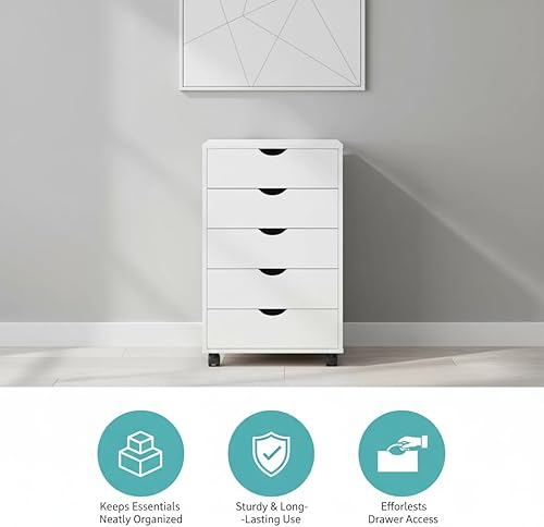 Miniatura 3 de Naomi Home Office File Cabinets Wooden File Cabinets for Home Office Lateral Cabinet Wood Cabinet Mobile Mobile Storage Filing Storage Drawer White