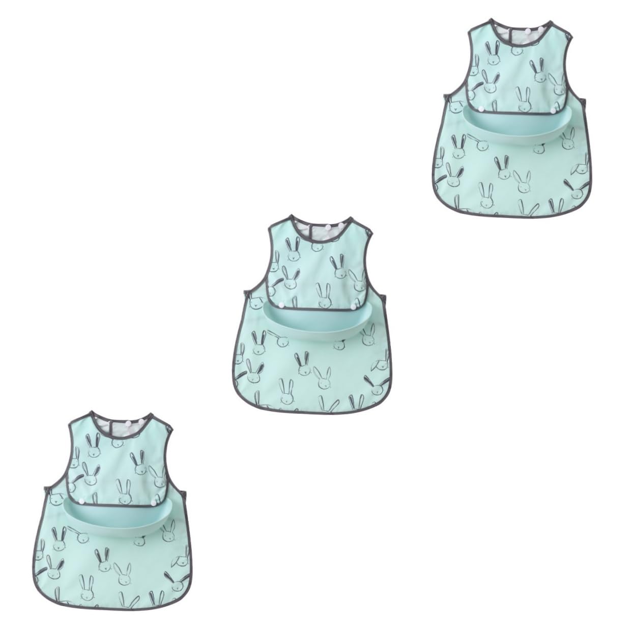 TOYANDONA 3juegos Bibs Impermeables Para Bebés Conjunto De Delantal De Manga Larga Protege Ropa Comidas y Fácil De Limpiar y Reutilizable Diseño Divertido De Conejito