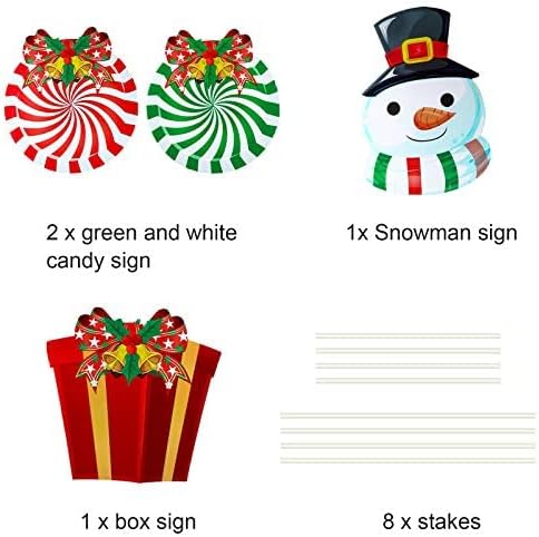 Miniatura 4 de Outus 4 piezas de estacas de decoración de patio de Navidad al aire libre, letreros de plástico de muñeco de nieve de Navidad, decoración de patio,