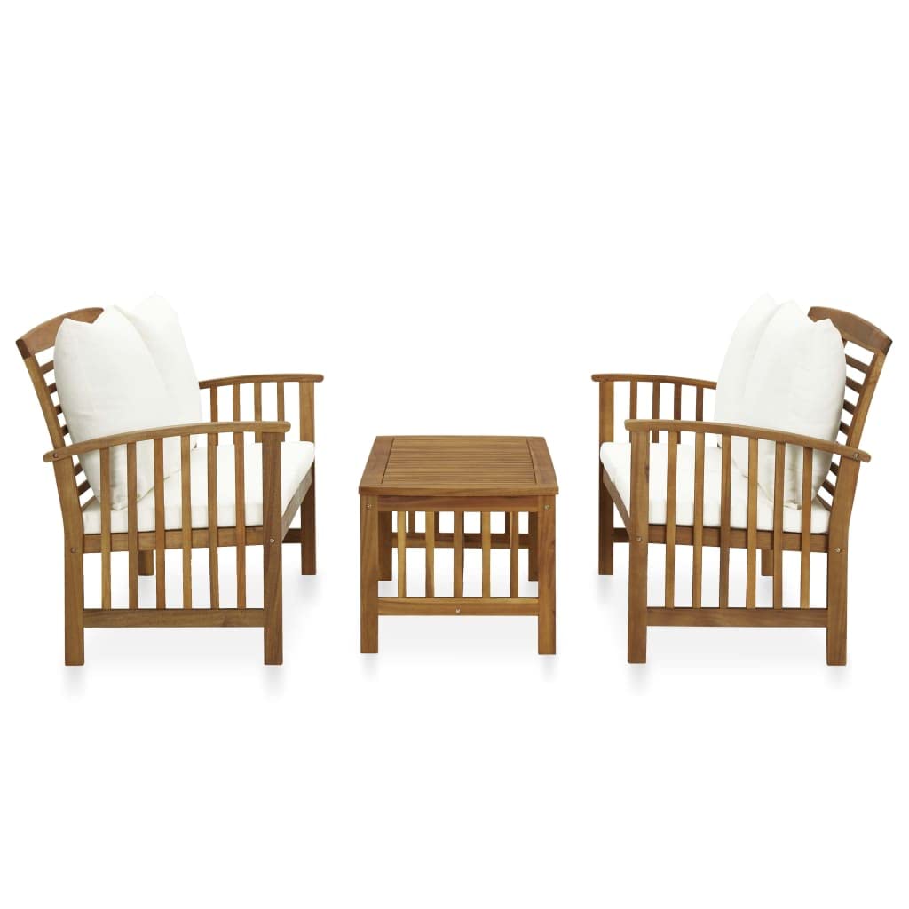 vidaXL Set Divani da Giardino 3 pz con Cuscini in Massello di Acacia
