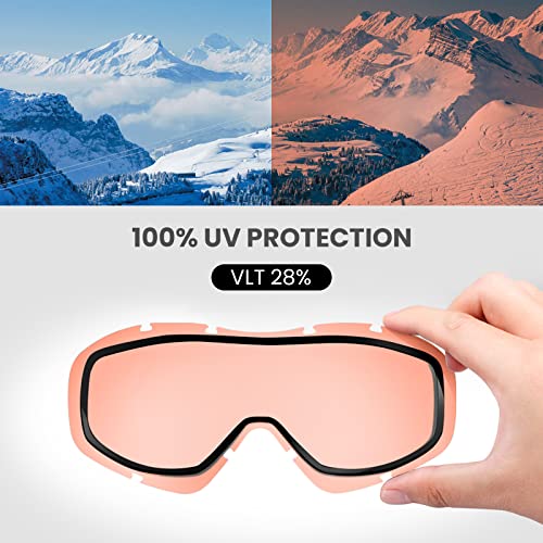 Image of OutdoorMaster Ski Goggles OTG - Over Glasses Ski /Snowboard Goggles for Men, Women & Youth - 100% UV Protection (Whiteframe Pinklens VLT28%)
