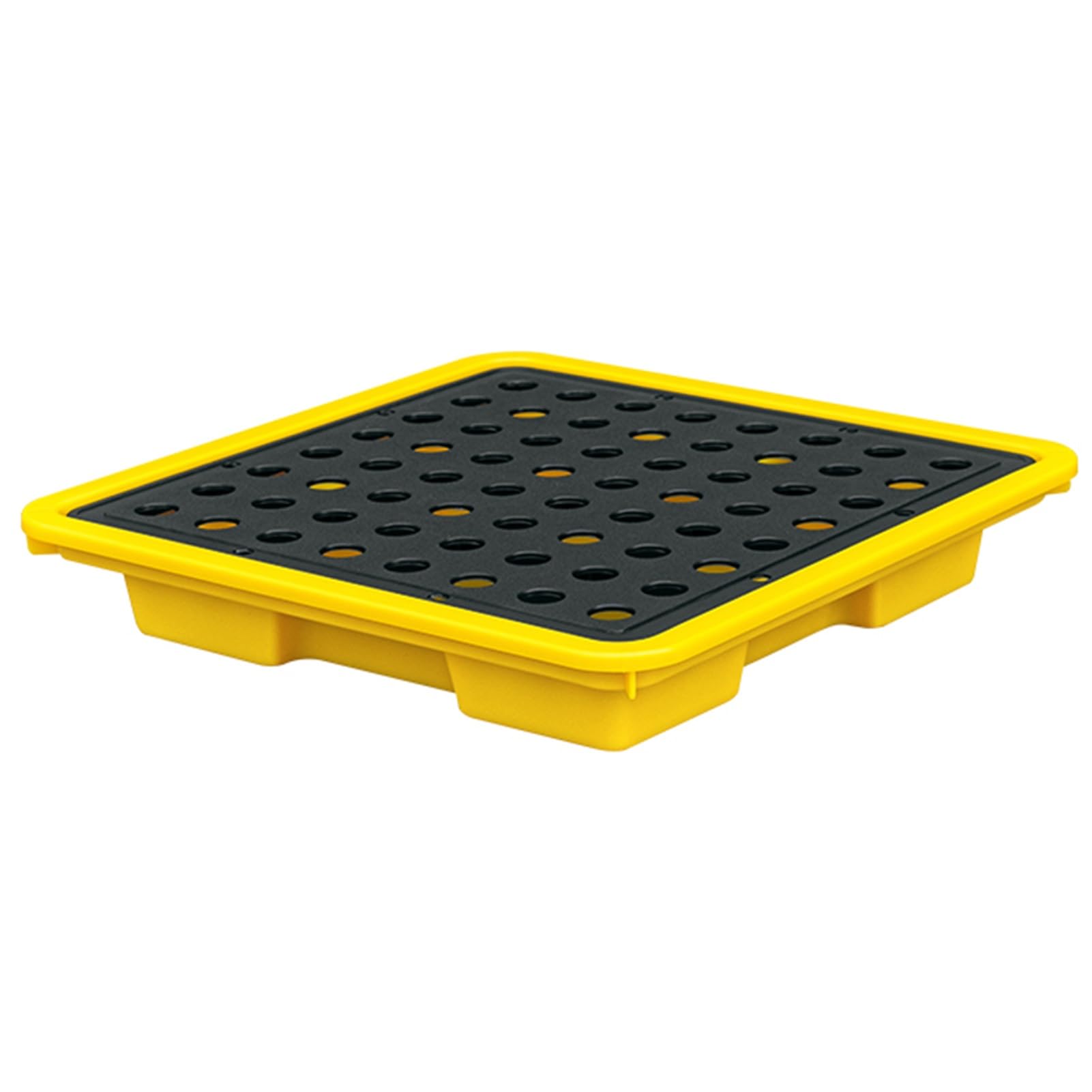 Weclmh Yellow/Black Spill Platform, And Polyethylene Spill Containment Pallet, Modular Spill Containment Tray, Warehouses Factory Oil Drums Spill Pallet, 50 Kg Load Capacity (Size : 33.5X33.5x5.5cm)