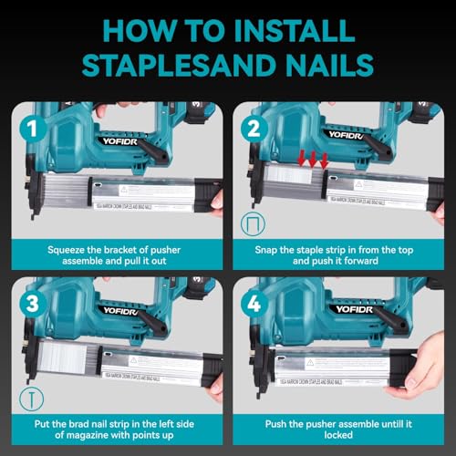Yofidra Cordless Nail Gun - 2-in-1 Stapler & Nailer with 200 Nails & 200 Staples, 2x3.0Ah Batteries, LED Light, 2 Modes Electric Stapler Ideal for Furniture Assembly and DIY Woodworking 6 Yofidra Cordless Nail Gun - 2-in-1 Stapler & Nailer with 200 Nails & 200 Staples, 2x3.0Ah Batteries, LED Light, 2 Modes Electric Stapler Ideal for Furniture Assembly and DIY Woodworking - Image 6