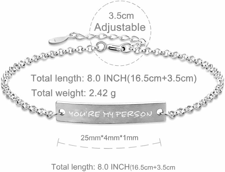 You Are My Person Bracelet for Women, 925 Sterling Silver Inspirational Relationship Jewelry, Meaningful Friendship Bracelet