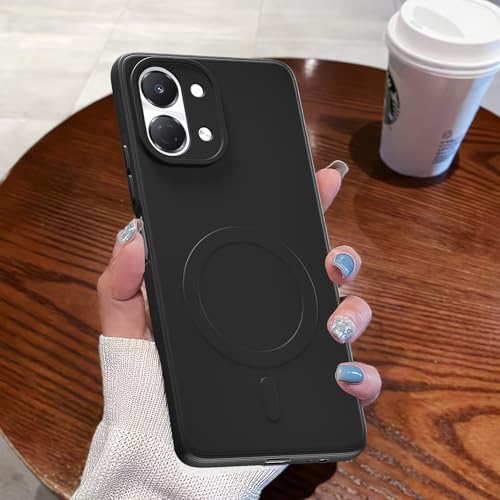 Image of Pikkme Back Cover for Tecno Spark Go 3 Soft Matte Silicone Mag-Safe Design (Mag-Safe Not Support) Camera Protection | Slim Fit Bumper Cover (Black)