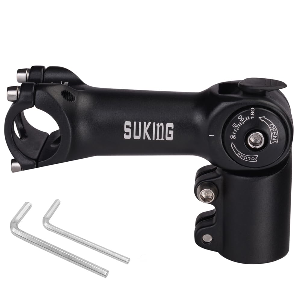CYSKY Adjustable Bike Stem 25.4 31.8 Handlebar Adjustable 0-90 Degree 60/80/93/100mm, MTB Stem Handlebar Bike Stem Riser for Mountain Bike Road Bike