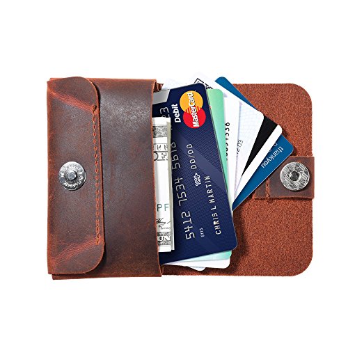 TXEsign Top Grain Genuine Leather Business Name Card Holder Case with Magnetic Closure (Reddish Brown)3