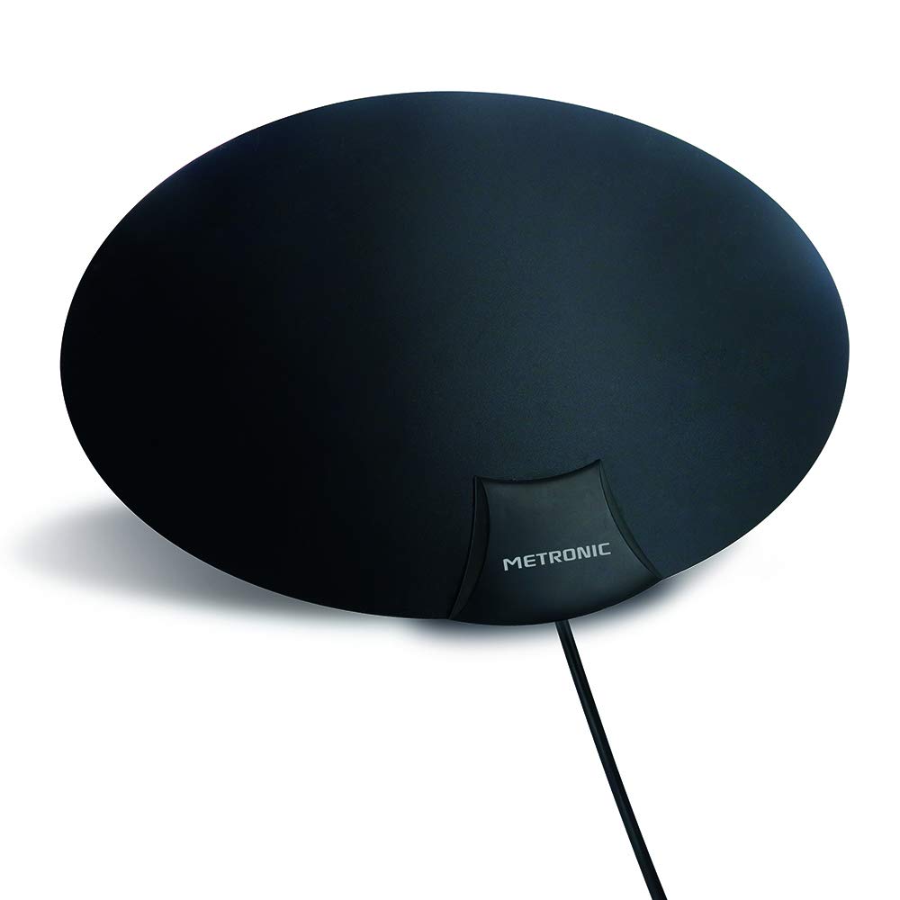 METRONIC 416962 Antenne Intérieure Meilleure Reception TNT Compatible 4K UHD - 694 MHz Filtre 4G / 5G - Facile à Installer et Puissante - Face Noire ou Blanche