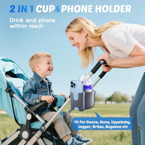 Image of 2-Pack Cup Holder for Walker: Wheelchair Cup Holder for Seniors and Adults | Bike /Rollator /Scooter /Golf Cart Stroller Accessories, Fits Uppababy, Nuna, Doona, Baby Travel Essentials, Gifts for New Mom