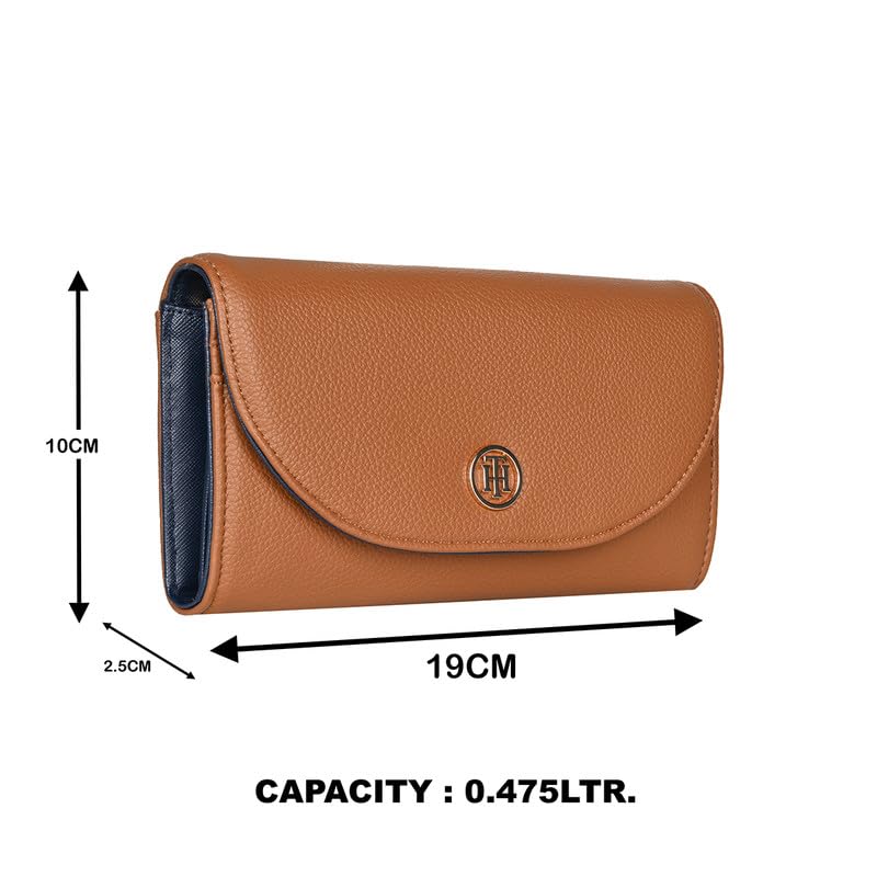 Image of Tommy Hilfiger Wallet for Women Roche || Flap Wallet with Sling || Tan || PU Material