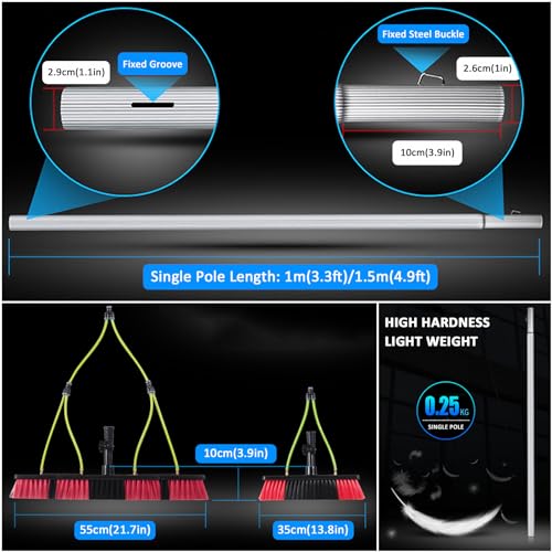 Kit de limpieza de paneles solares de 5 12 m, poste de alimentación de agua con cepillo de 10 m de alcance, ideal para limpieza de ventanas y paneles solares y ligero Equint