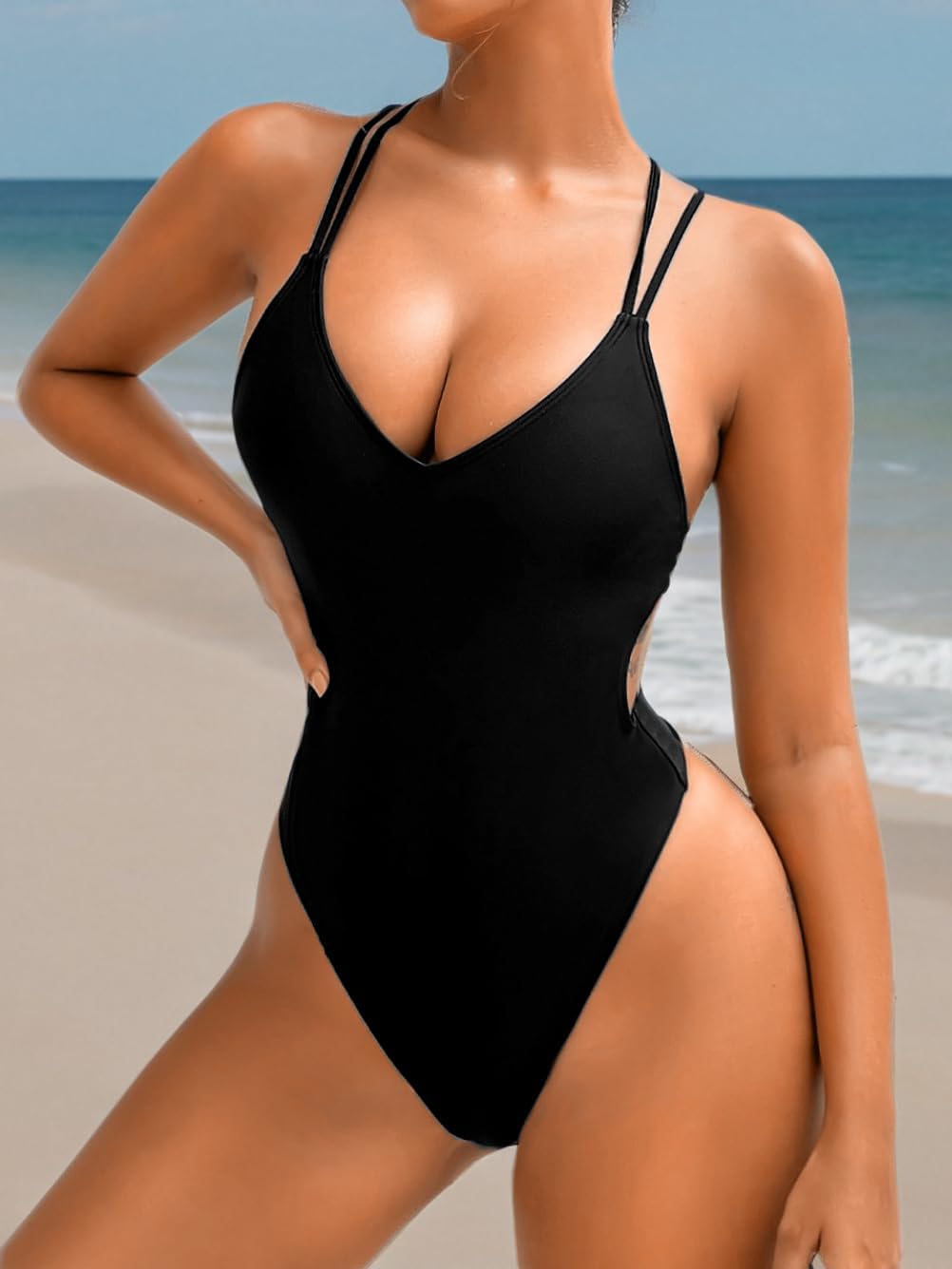 ShawGobow Sexy Swimsuit for WomenBackless Scrunch Butt High Cut MonokiniOne Piece Cheeky Bathing Suit Beach Pool Party product thumbnail 9
