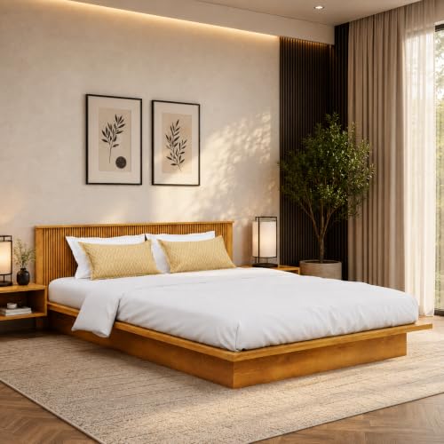Image of Bniture Modern Low Height King Size Bed Without Storage | Engineered Wood Platform Bed Headboard | Bed King Size Wooden Cot Double Bed for Bedroom 3 Year Warranty (Giant Wood)