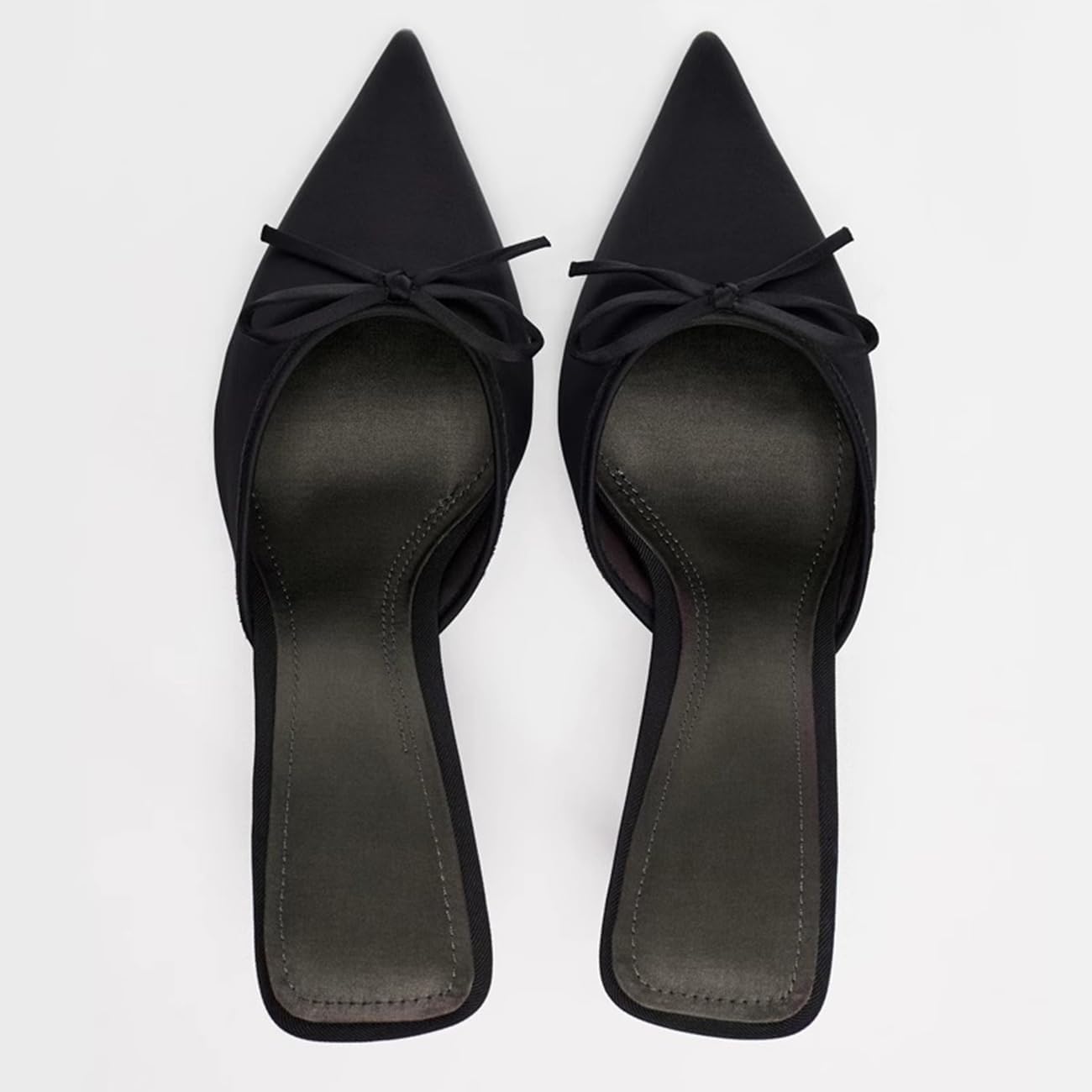 UFEDO Fashion Kitten Heels Bow Mules for Women Pointed Toe Slip On Mini Heels Mules - Image 4