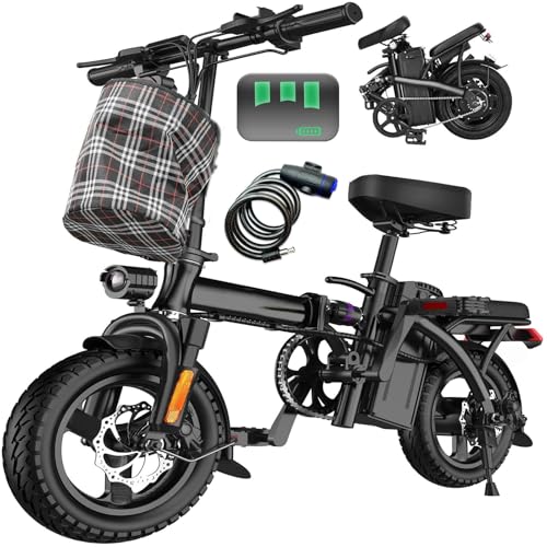 Electric Bike for Adults and Teens, 750W Peak Motor, 20-25MPH Compact Commuter Folding Ebike, 32 Miles Range, 48V 10Ah Battery, 3-Level Pedal Assist, 14" Foldable Electric Bicycle, UL 2849 Certified image 5