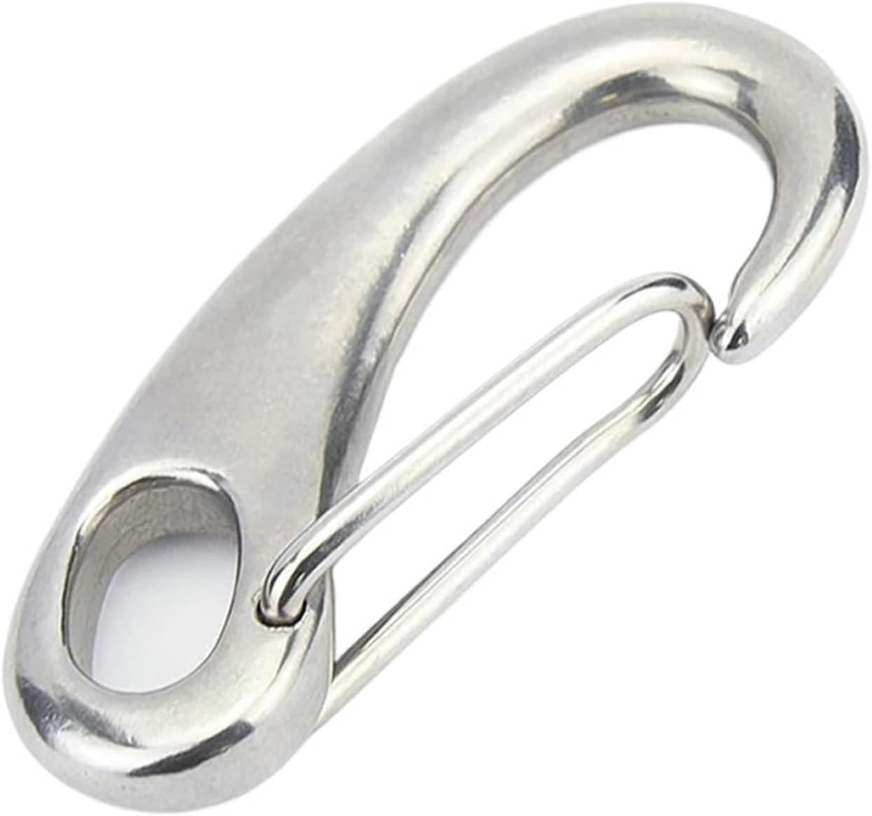 Stainless Steel Spring Snap Hook Length 30/40/50/70/100mm 304 Stainless Steel Egg Shape Spring Snap Hook Clip Wire Rope Quick Link Carabiner Boat Marine(10pcs,M30)