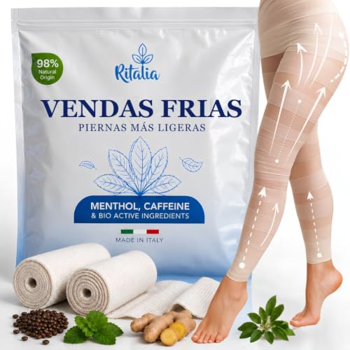 Ritalia Vendas Frías Reductoras para Piernas Cansadas, 2 Vendas Drenantes