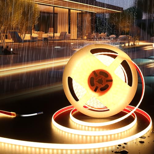 KSIBNW LED-strip 24V waterdicht IP68 strip 5M, zelfklevend siliconen LED-band warmwit 3000K 9mm breed flexibel lichtslinger lichtband lat voor kamer, decoratie (zonder voeding)