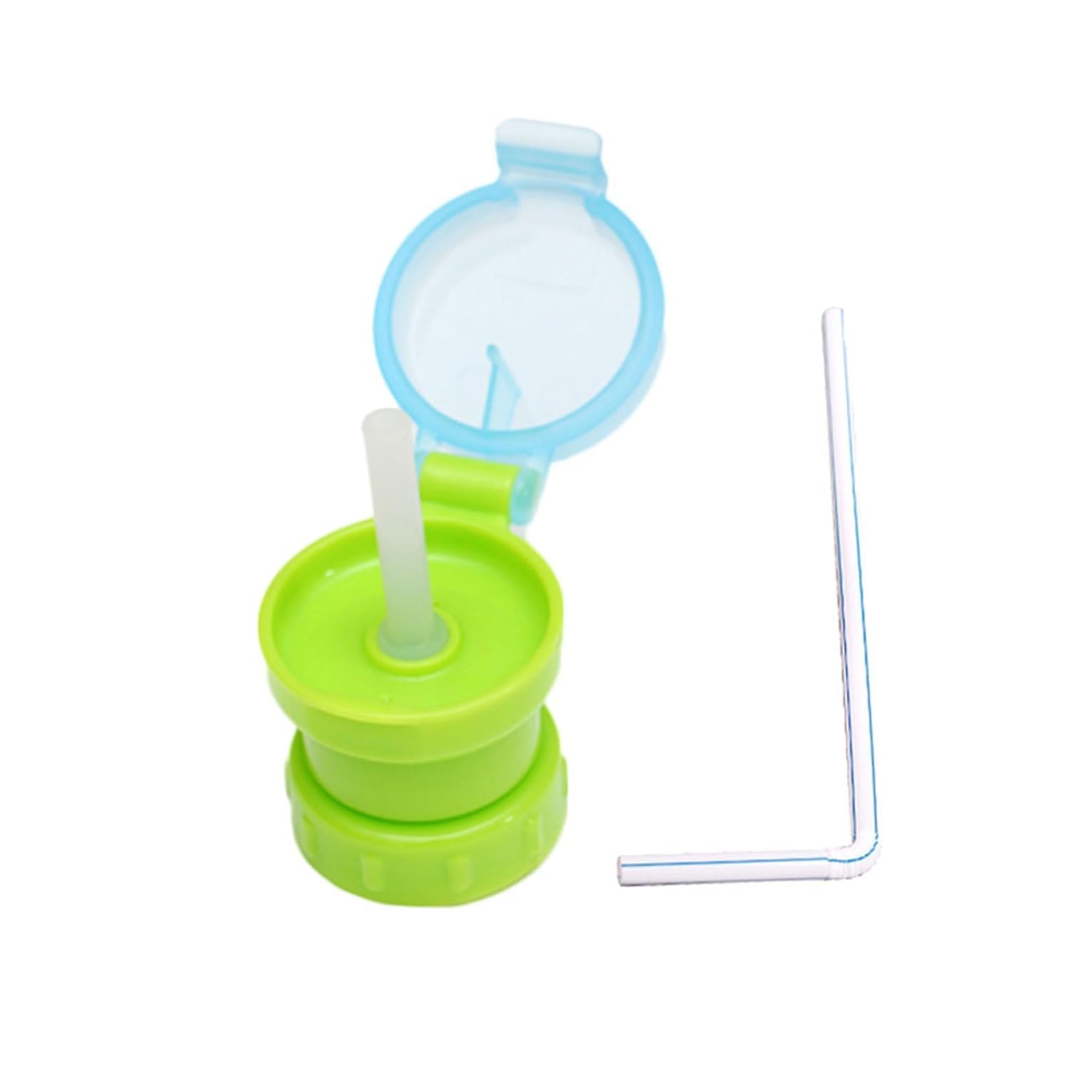1Pc Green Portable Bottle Twist Cover Cap with Straw for Children Adults Bottle Cap Spout Adapter with Straw Protects Kids Mouth No Spill Silicone Water Bottle Bottle-Feeding