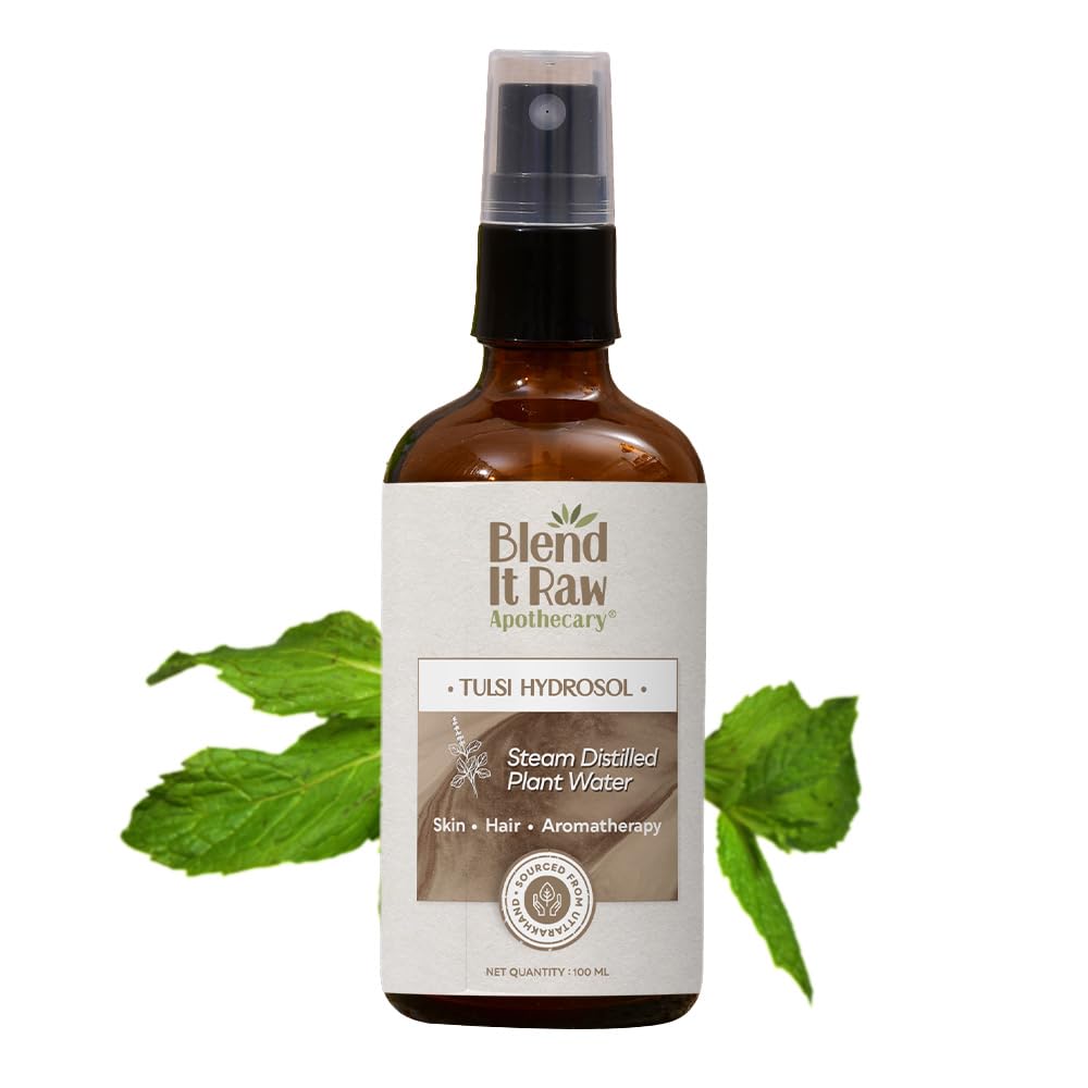 Blend it Raw Apothecary Holy Basil Hydrosol for Oily Skin & Dandruff, Alcohol Free Toner for Oily Skin - 100ml