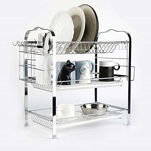 meihe Égouttoir à Vaisselle,Support de Vaisselle-Égouttoir pour Vaisselle avec Plateau D'égouttement Amovible/Anti-Rouille/Multifonctionnel (25*42*49cm)