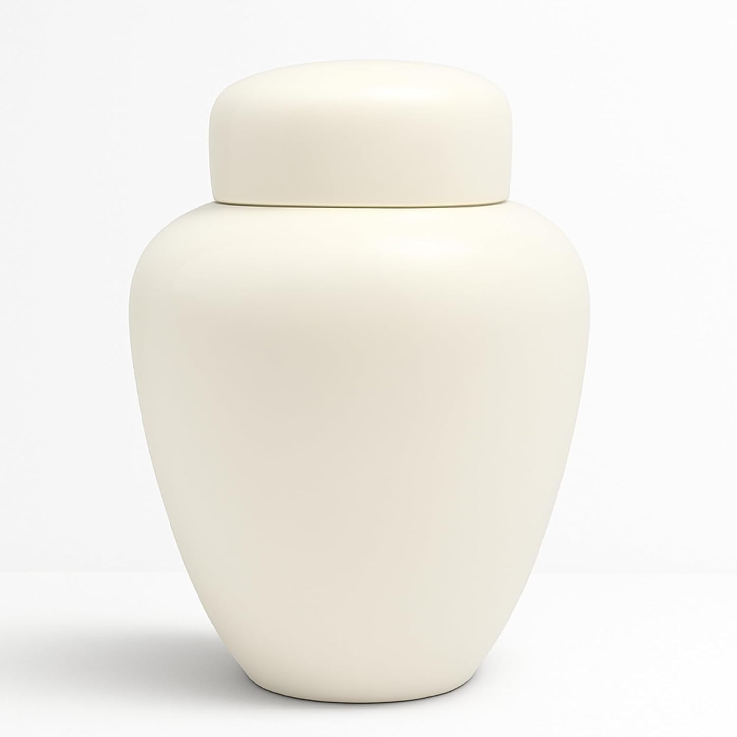 Elegant Ceramic Cremation Urn for Adult Female or Male Ashes, Off-White Large Decorative Burial Urn for Human Ashes of Women or Men, Cream Memorial Keepsake for Funeral or Home Display