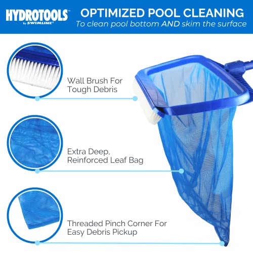 Hydrotools By Swimline 8041 Leaf Net For Inground Above Ground Pool Pond | Extra Large Skimmer Net Cleaning Tool Ultra Fine Deep Mesh Bag | Durable Reinforced Plastic Frame With Brush | Debris Pickup #TOP1