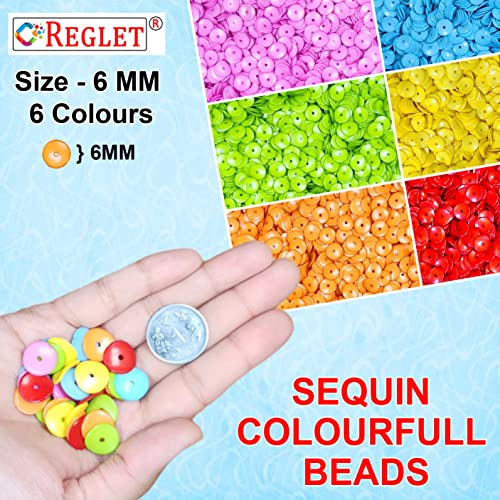 Image of 1350 Pcs DIY Sequin Beads for Jewellery Making Kit, Plastic Beads for Bracelet Making Kit, Beading, Beadwork, Crafting, Embroidery, Bead Craft, Pearls for Craft - Multicolour, 180g, 6mm