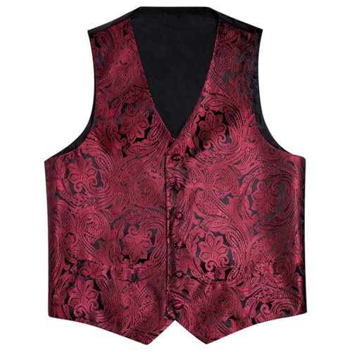 Men's Textured Silk Waistcoat Tie Set with Hanky Cufflinks Sleeveless Suit Vest for Wedding Business3