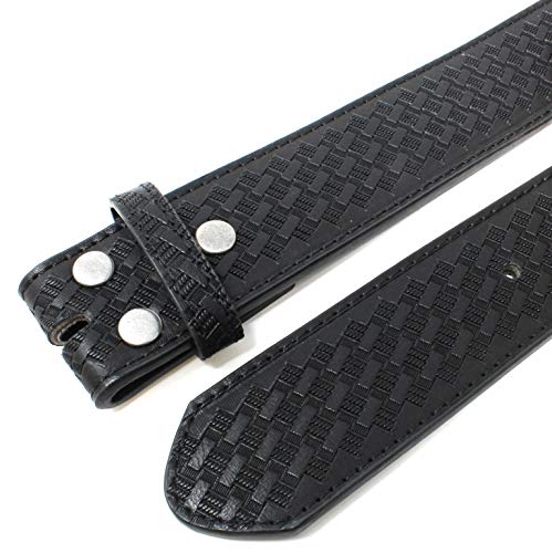 BC Belts Leather Belt Strap with Embossed Basket Weave Pattern 1.5" Wide with Snaps2