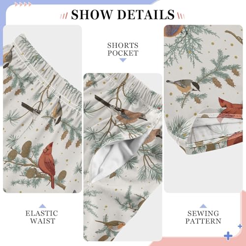 Bullfinch Bird Pine Tree Boys Long Pants Soft Trousers Elastic Waist Kids Lounge Bottoms with Pockets S-XL4