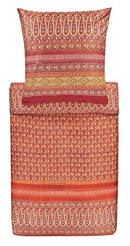 Bassetti 9314251 Piazza Ducale R1 Rosso Parure de lit 2 pièces 100 % Coton avec Fermeture Éclair 155 x 200 cm, 80 x 80 cm