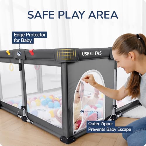 Image of Foldable Baby Playpen, 50 inchx50 inch, Dark Gray