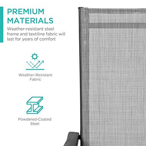 Best Choice Products Set Of 2 Outdoor Patio Chaise Lounge Chair Adjustable Reclining Folding Pool Lounger For Poolside, Deck, Backyard W/Steel Frame, 250Lb Weight Capacity - Gray #TOP2