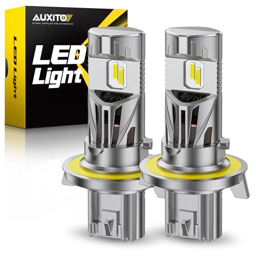 Image of AUXITO 9008 /H13 Bulbs, 80,000LM 15X Super Output, 6500K Cool White, Long Lifespan, 1:1 Mini Size Replacement Light Bulbs, Plug-N-Play, Pack of 2