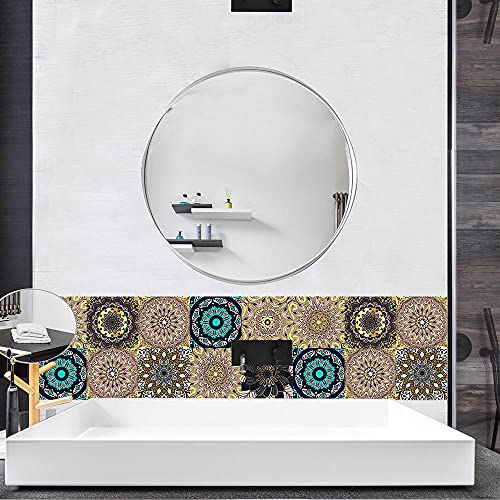 Vinilos Pared Cocina Mandala Marrón Vinilo Adhesivo Cenefas Adhesivas Baño Cocina Azulejos Decorativos Adhesivos Ba?o… - Imagen 3
