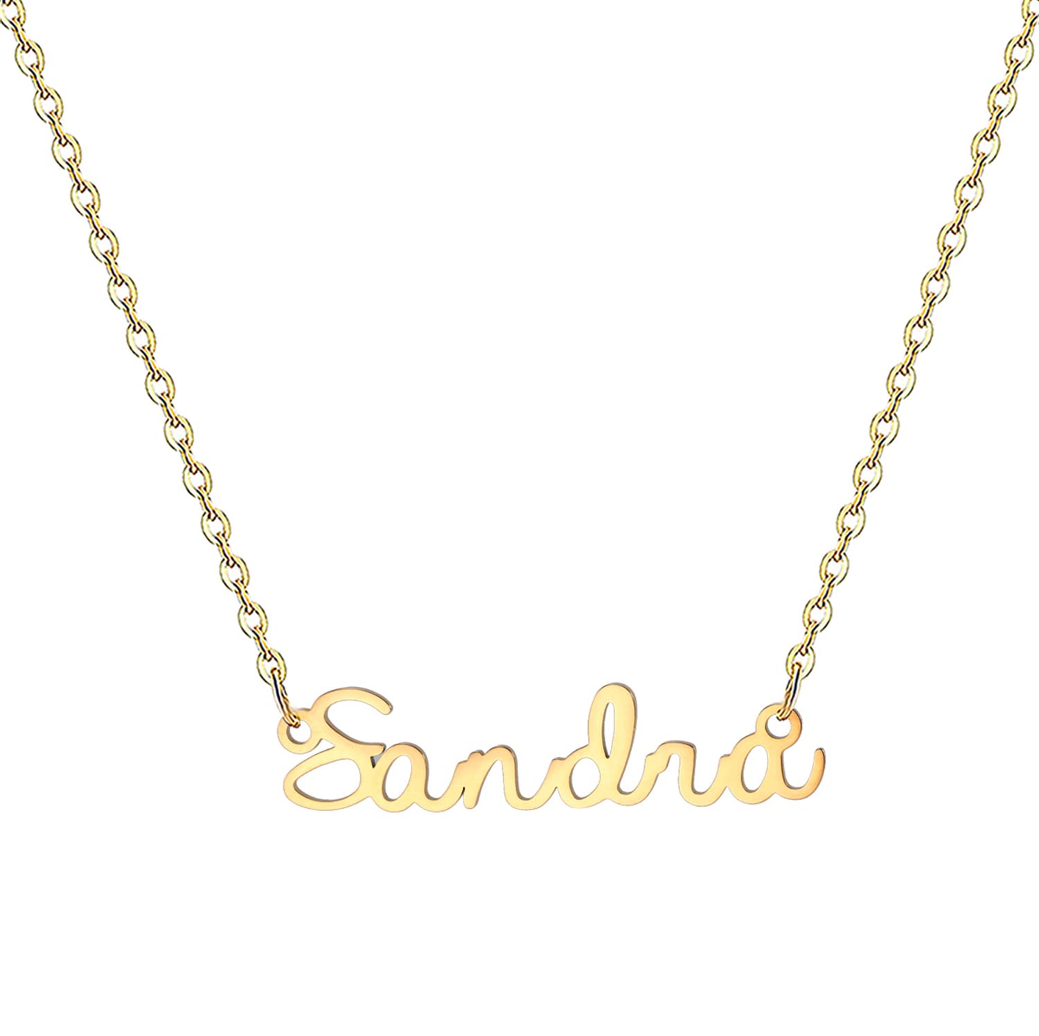 MOMOL18K Gold Plated Stainless Steel Name Necklace Personalized Custom Name Necklace Customized Nameplate Necklace for Women