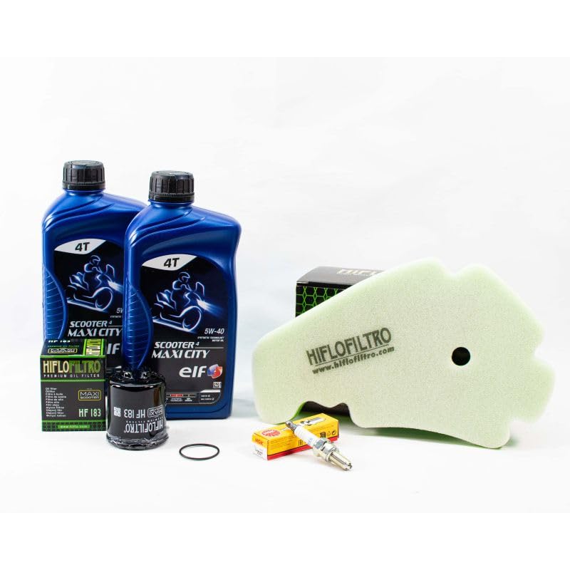 Kit Révision Filtres Bougies pour PIAGGIO MP3 300 LT ie Yourban ABS de 2017 à 2018 - E.LF SCOOTER 4 MAXI CITY 5w40 2L