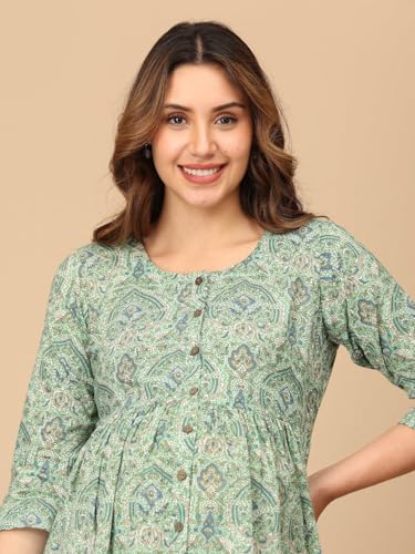 Image of The Mom Store Maternity and Nursing Sleeveless Dress for Women | Casual Dress | Pre and Post Pregnancy Wear | Printed Stylish Dress for New Mom | Trendy Dresses for Women's