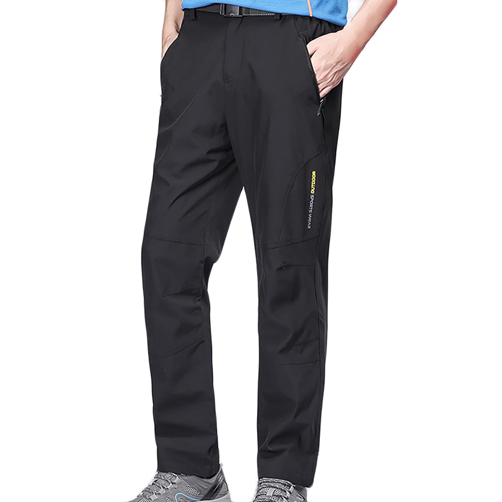 Pantalon Montaña Hombres Secado Rápido Impermeable Pantalones Trekking Escalada Senderismo Acampada Transpirables(Size:4XL,Color:Negro)