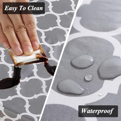 Image of Styleys Dining Table Cover Waterproof with for Kitchen Dining Table Cloth Dust and Oil Repellent (140x180, 1 Table Cover Only, Light Grey Marble Glitter, CTSD3188)