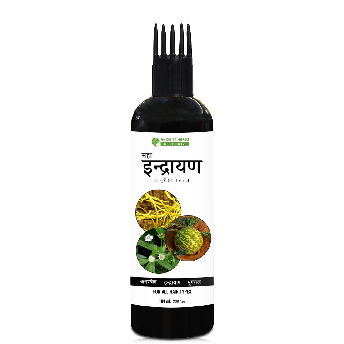 Jungle Ayurveda Maha Indrayan Ayurvedic Hair Oil 100 ml || Hair Fall Control and Hair Growth with Bringharaj & Coconut Oil - Comb Applicator Bottle for Men & Women